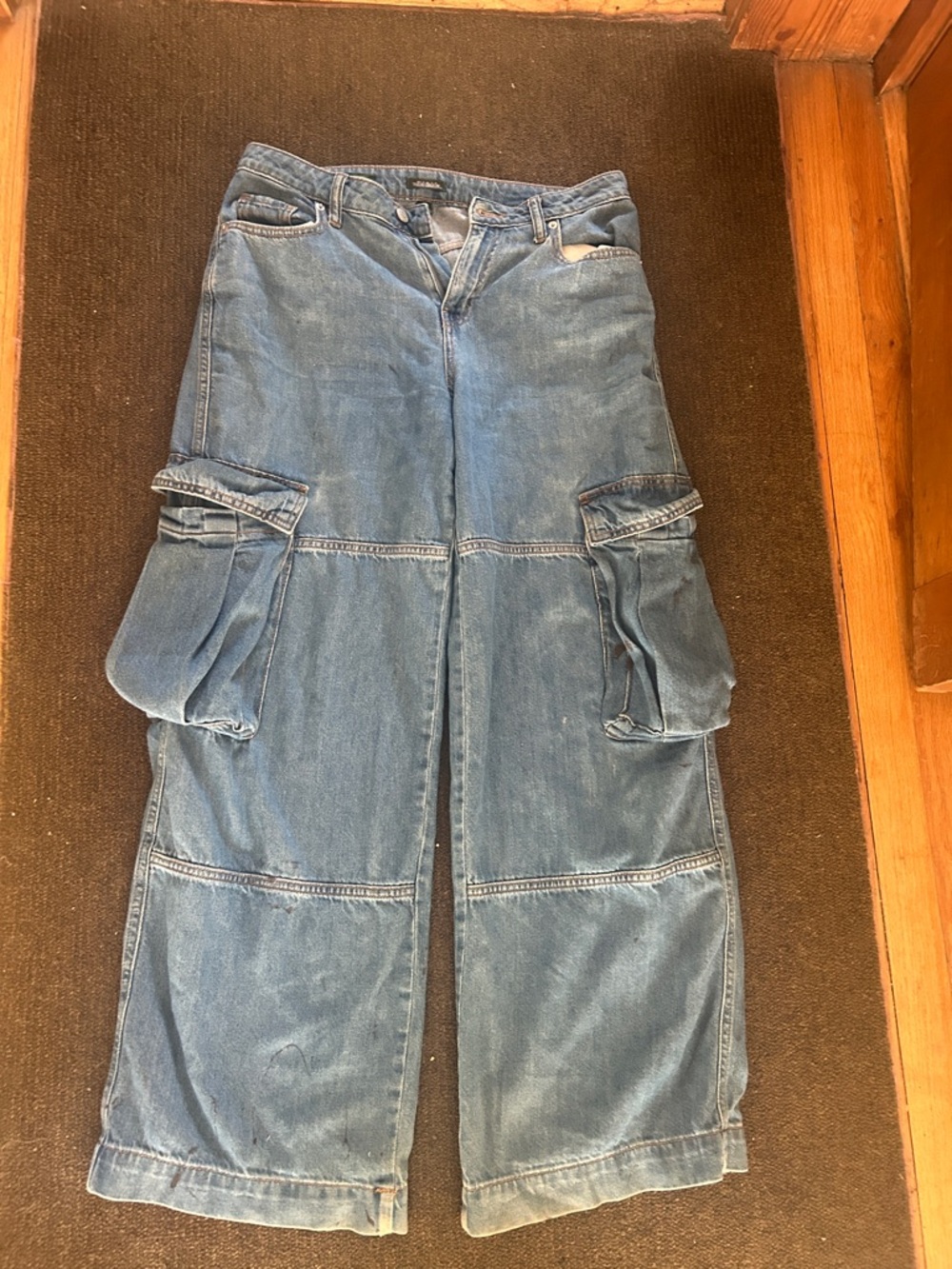 wild fable Denim Wide-Leg Cargo Jeans in Light Blue